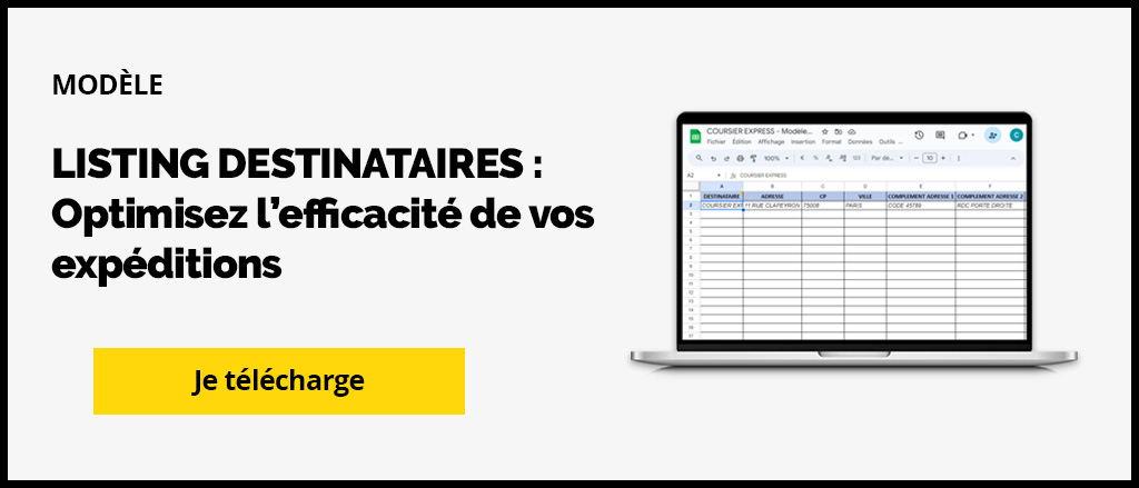 Modèle listing destinataires livraison - Coursier Express